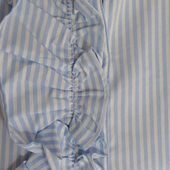 NWT Banana Republic tailored ruffled blouse, blue/white striped, 14 - Picture 5 of 9
